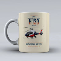 Thumbnail for Airbus H130 design on beige ceramic mug, double-side print