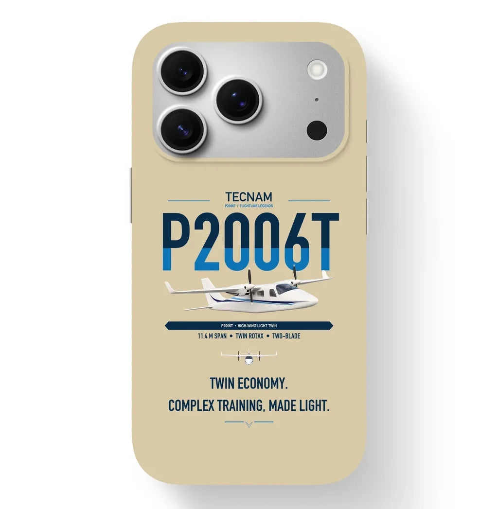 Tecnam P2006T design on beige magsafe iphone case, for iPhone 17 Pro