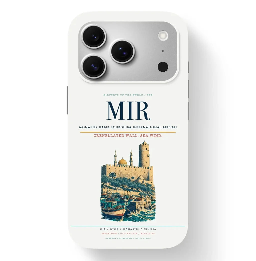 Monastir Airport (MIR) design on white iPhone 17 Pro MagSafe case