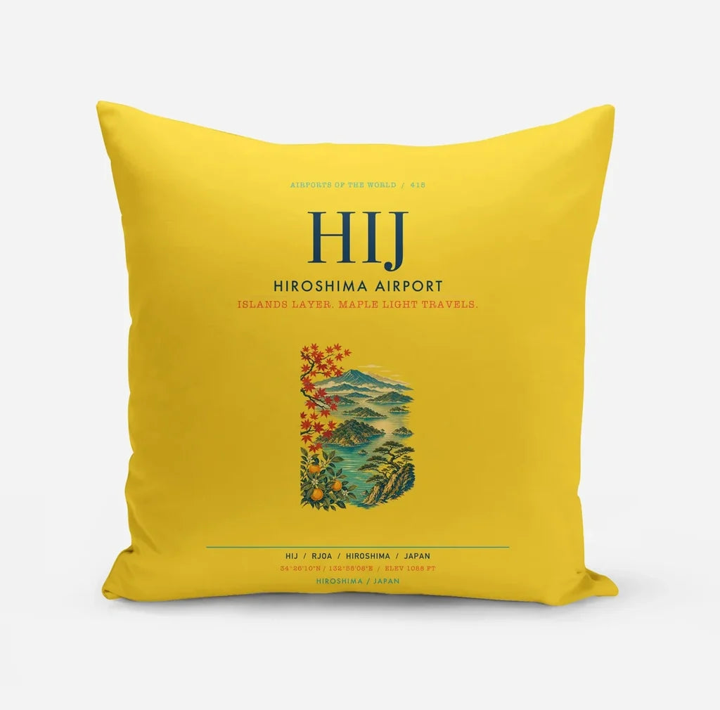 Hiroshima Airport (HIJ) design on yellow pillow