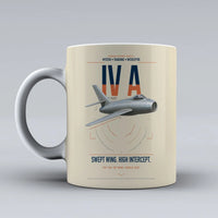 Thumbnail for Dassault Mystère IV A design on beige ceramic mug, double-side print