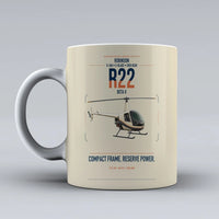 Thumbnail for Robinson R22 Beta II design on beige ceramic mug, double-side print