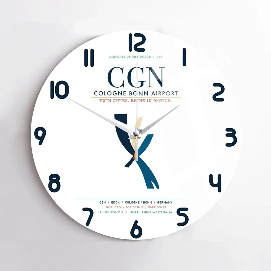Cologne Bonn Airport (CGN) design on white no frame wall clock