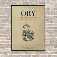 Thumbnail for Paris-Orly Airport ORY vertical canvas print - framed - beige background