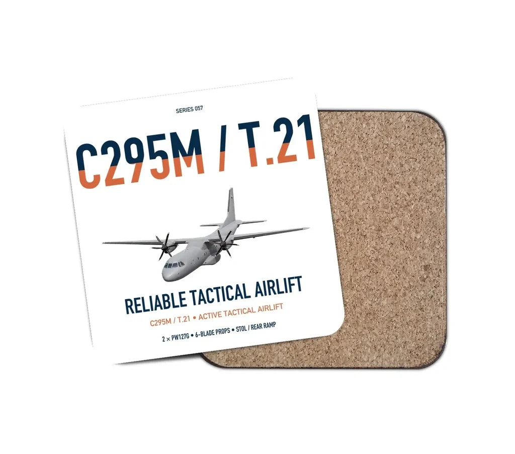 Airbus C295M T.21 design on white 1 piece coaster