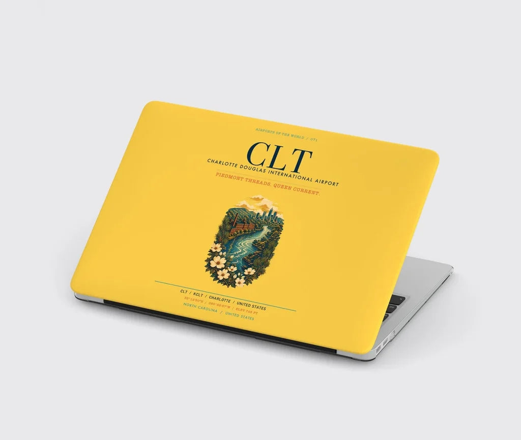 Charlotte Douglas International Airport (CLT) design on yellow MacBook case