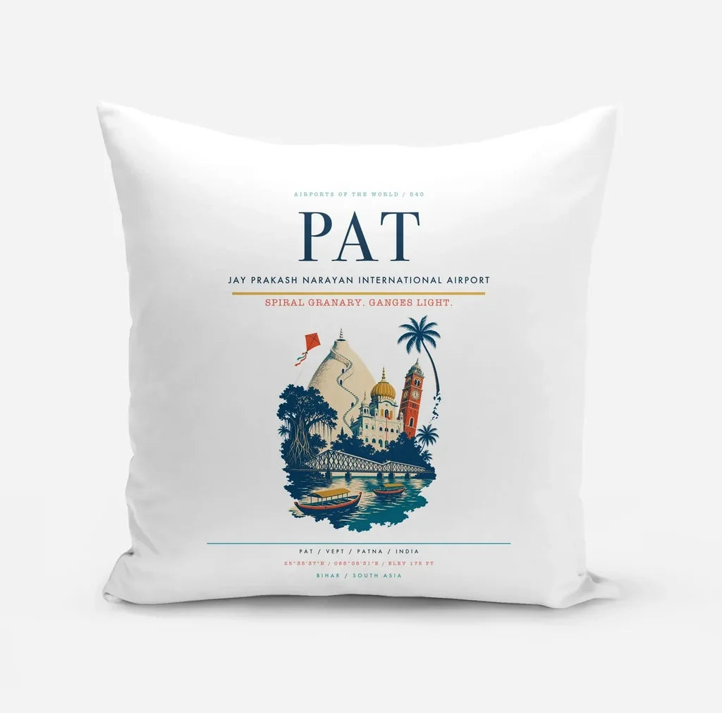 Jay Prakash Narayan International Airport (PAT) design on white pillow