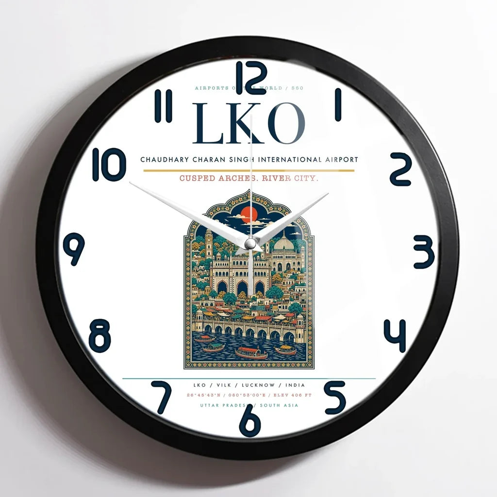 Chaudhary Charan Singh International Airport LKO Wall-Clock Framed - White