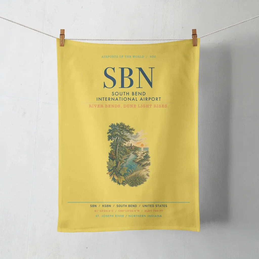 South Bend International Airport (SBN) design on yellow towel