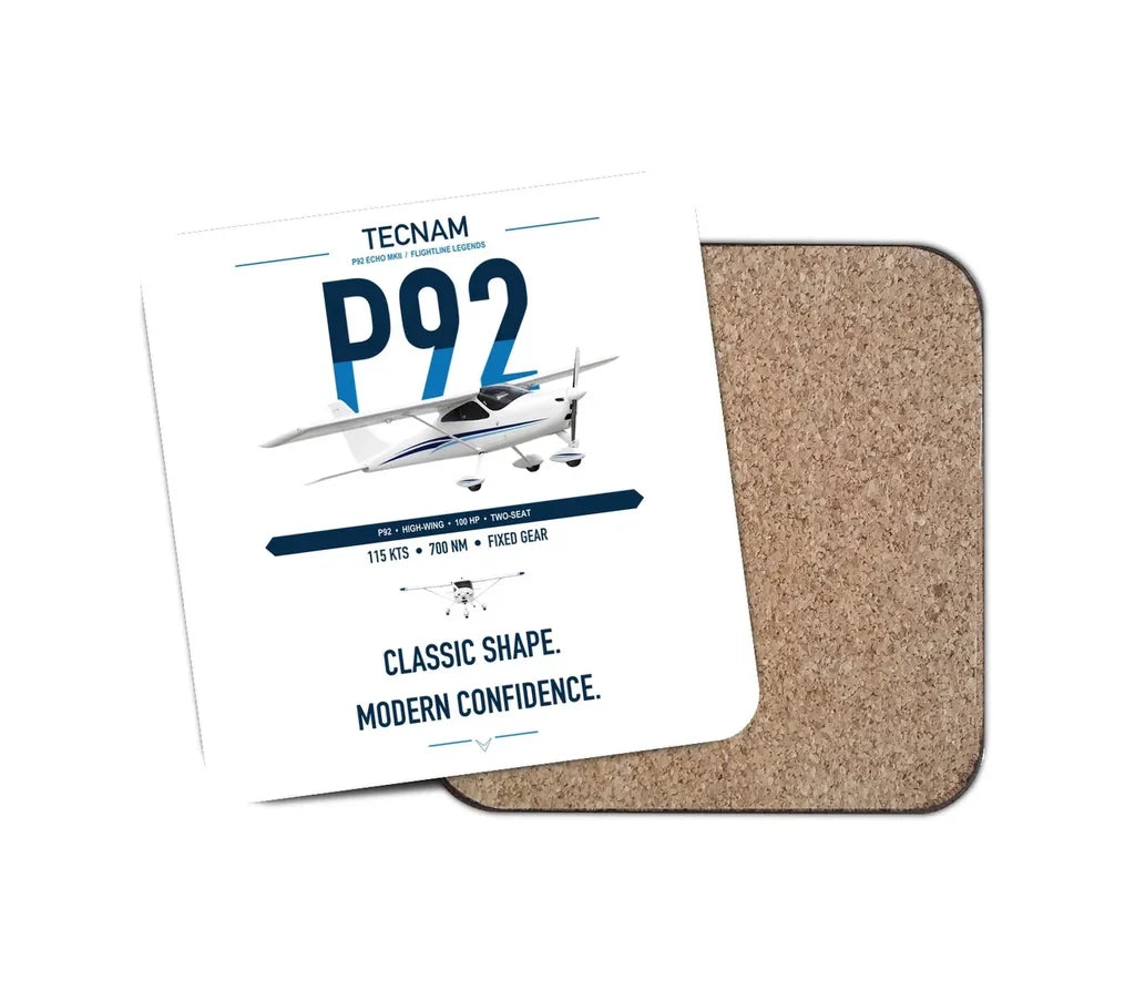 Tecnam P92 Echo MkII design on white 1 piece coaster