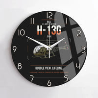 Thumbnail for Bell H-13G Sioux design on black no frame wall clock
