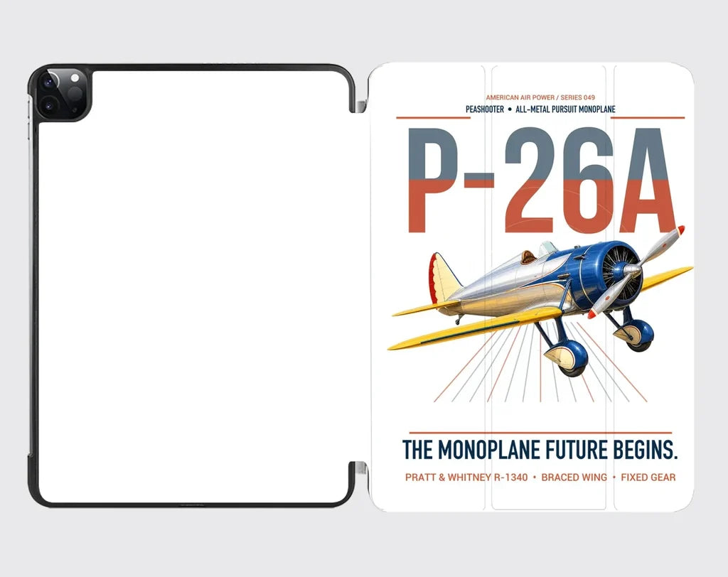 Boeing P-26A Peashooter design on white ipad tablet case