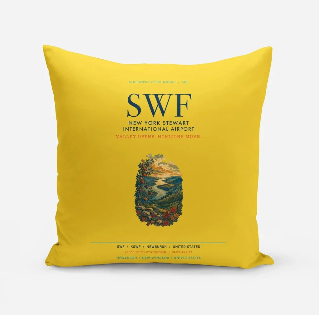 New York Stewart International Airport (SWF) design on yellow pillow