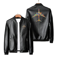Thumbnail for Colourful Airplane Leather Jacket - view 2