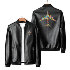 Colourful Airplane PU Leather Jackets