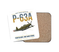 Thumbnail for P-63A Kingcobra design on white 1 piece coaster