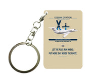 Thumbnail for Cessna Citation X+ design on beige designed key chain, double-side print