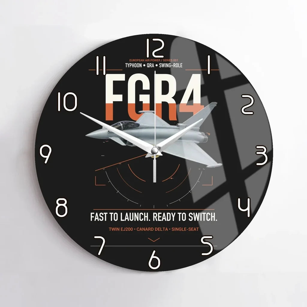 Eurofighter Typhoon FGR4 design on black no frame wall clock