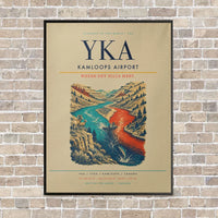 Thumbnail for Kamloops Airport YKA vertical canvas print - framed - beige background