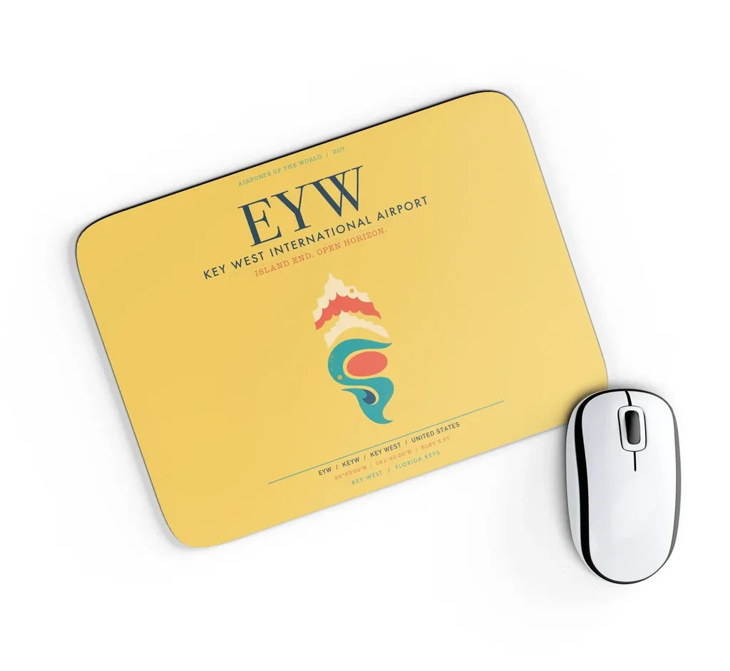 Key West International Airport (EYW) design on yellow rectangle mouse pad