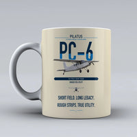 Thumbnail for Pilatus PC-6 Porter design on beige ceramic mug, double-side print