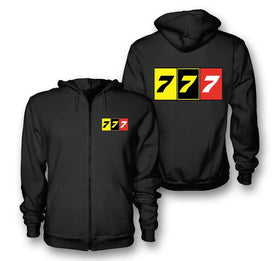 Flat Colourful 777 Zipped Hoodies