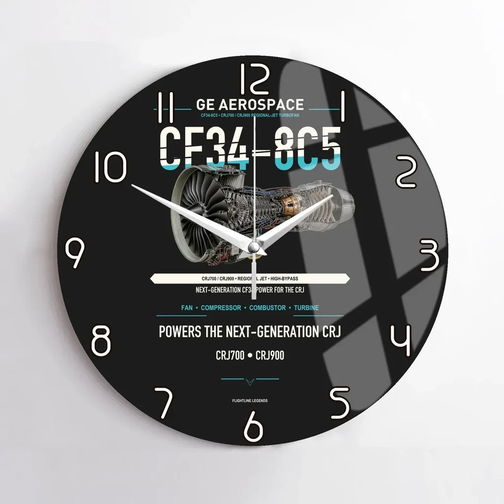 CF34-8C5 design on black no frame wall clock