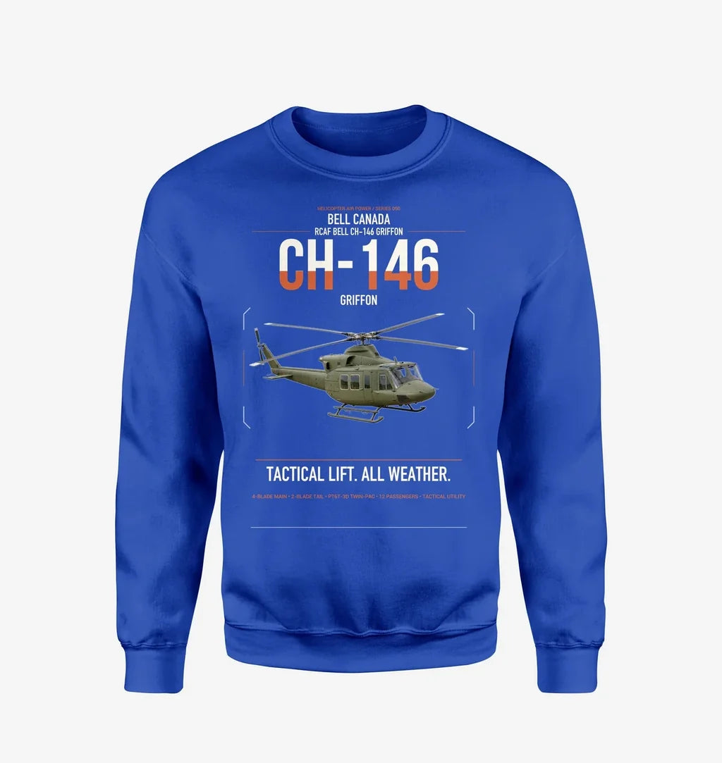 Bell Canada CH-146 Griffon design on blue sweatshirt