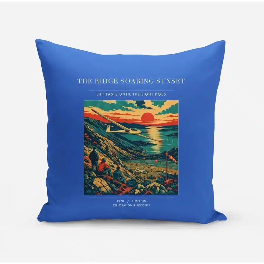 VINTAGE G4475 - The Ridge Soaring Sunset - Designed Pillows design on blue