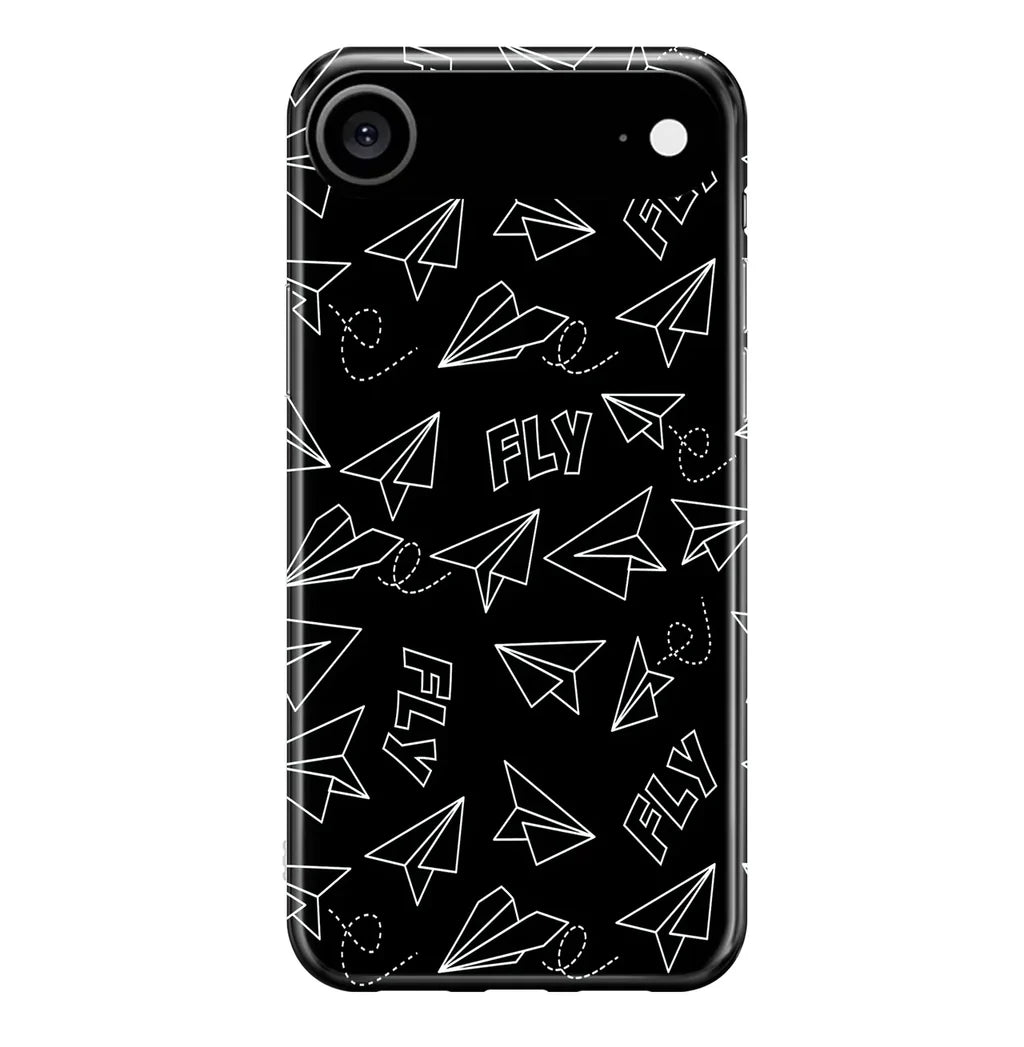 Paper Airplane & Fly-Black iPhone Case - view 2