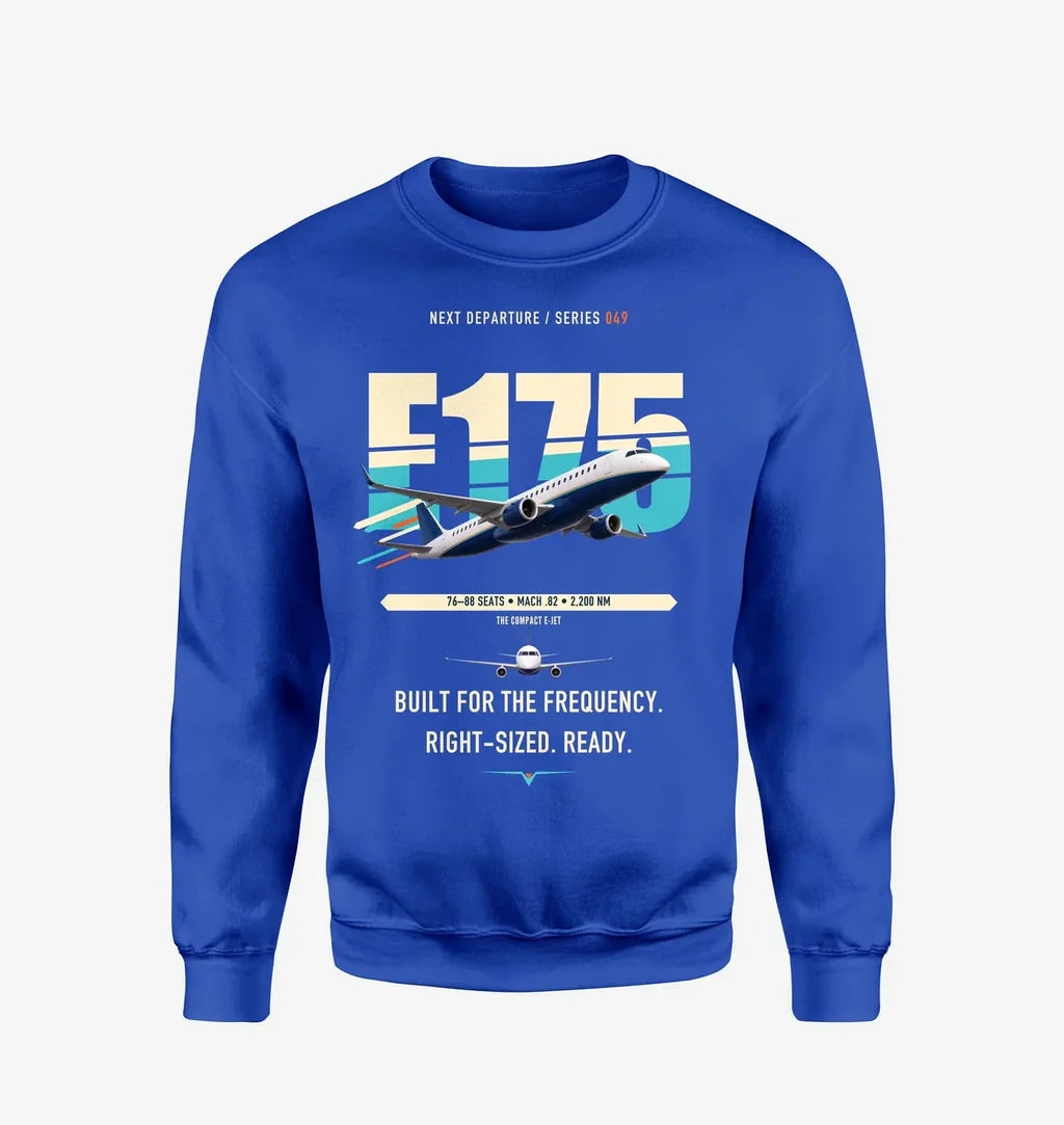 Embraer E175 design on blue sweatshirt