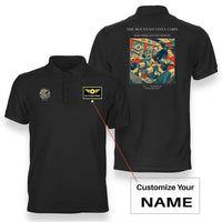 Thumbnail for VINTAGE G4224 - The Mountain Vista Cabin - Double-Side Polo T-Shirt design on black+name