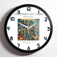 Thumbnail for SANTIAGO DE CUBA - Poster - Wall Clock Framed - White