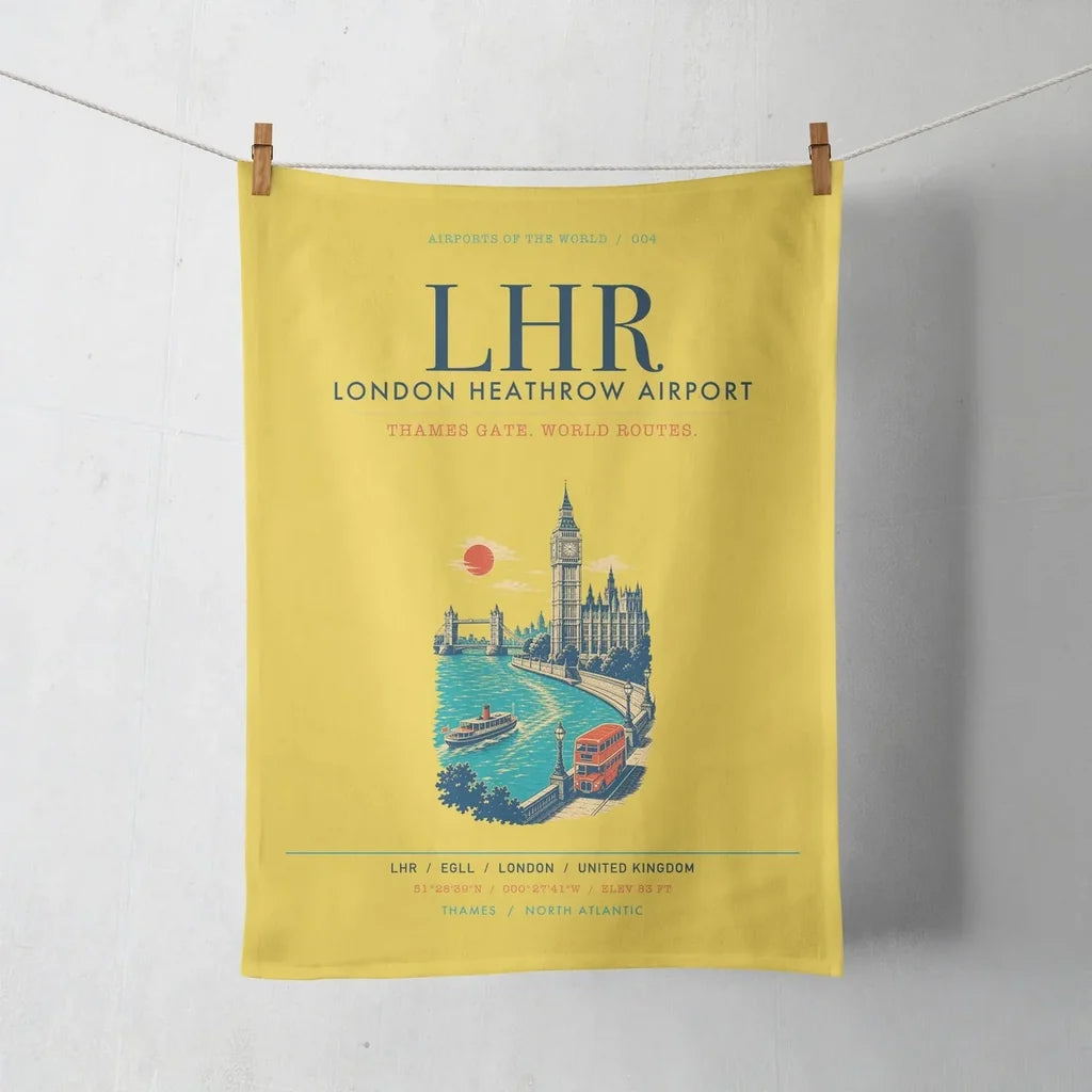 London Heathrow Airport (LHR) design on yellow towel