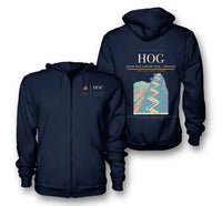 Thumbnail for Holguín Airport (HOG) design on navy blue premium zipped hoodie