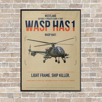 Thumbnail for Westland Wasp HAS1 vertical canvas print - framed - beige background