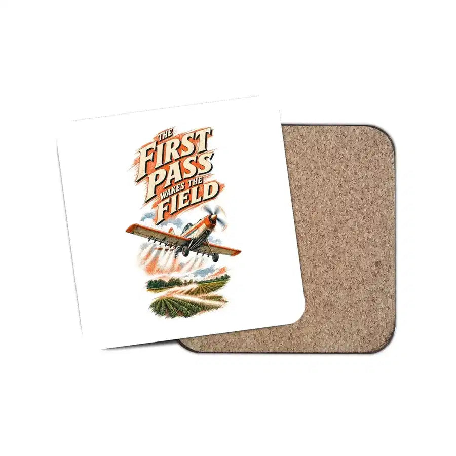The First Pass Wakes The Field design on white 1 piece coaster