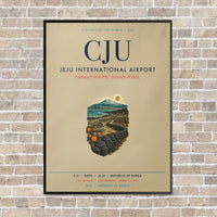 Thumbnail for Jeju International Airport CJU vertical canvas print - framed - beige background