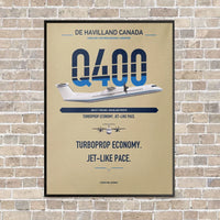 Thumbnail for De Havilland Dash 8-400 vertical canvas print - framed - beige background