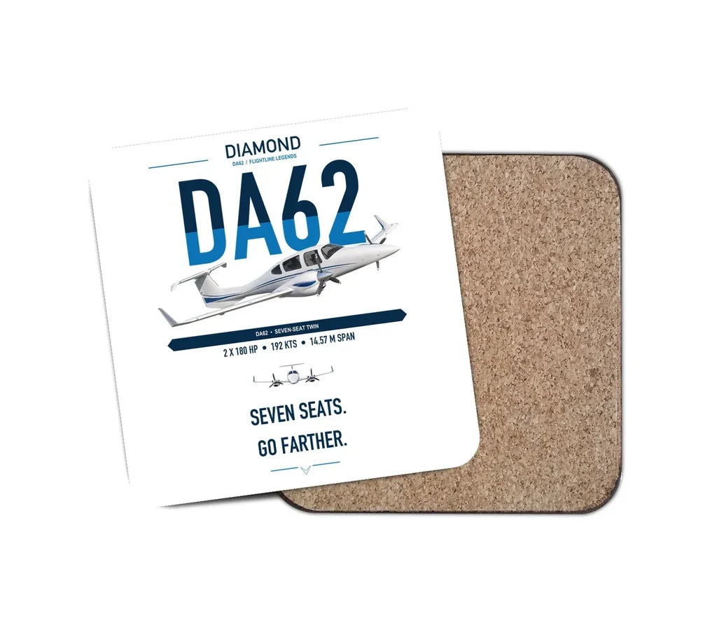 Diamond DA62 design on white 1 piece coaster