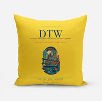 Thumbnail for Detroit Metropolitan Wayne County Airport (DTW) design on yellow pillow