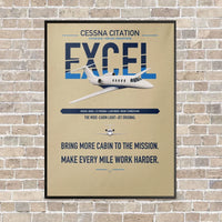 Thumbnail for Cessna Citation Excel vertical canvas print - framed - beige background