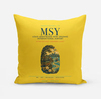 Thumbnail for Louis Armstrong New Orleans International Airport (MSY) design on yellow pillow