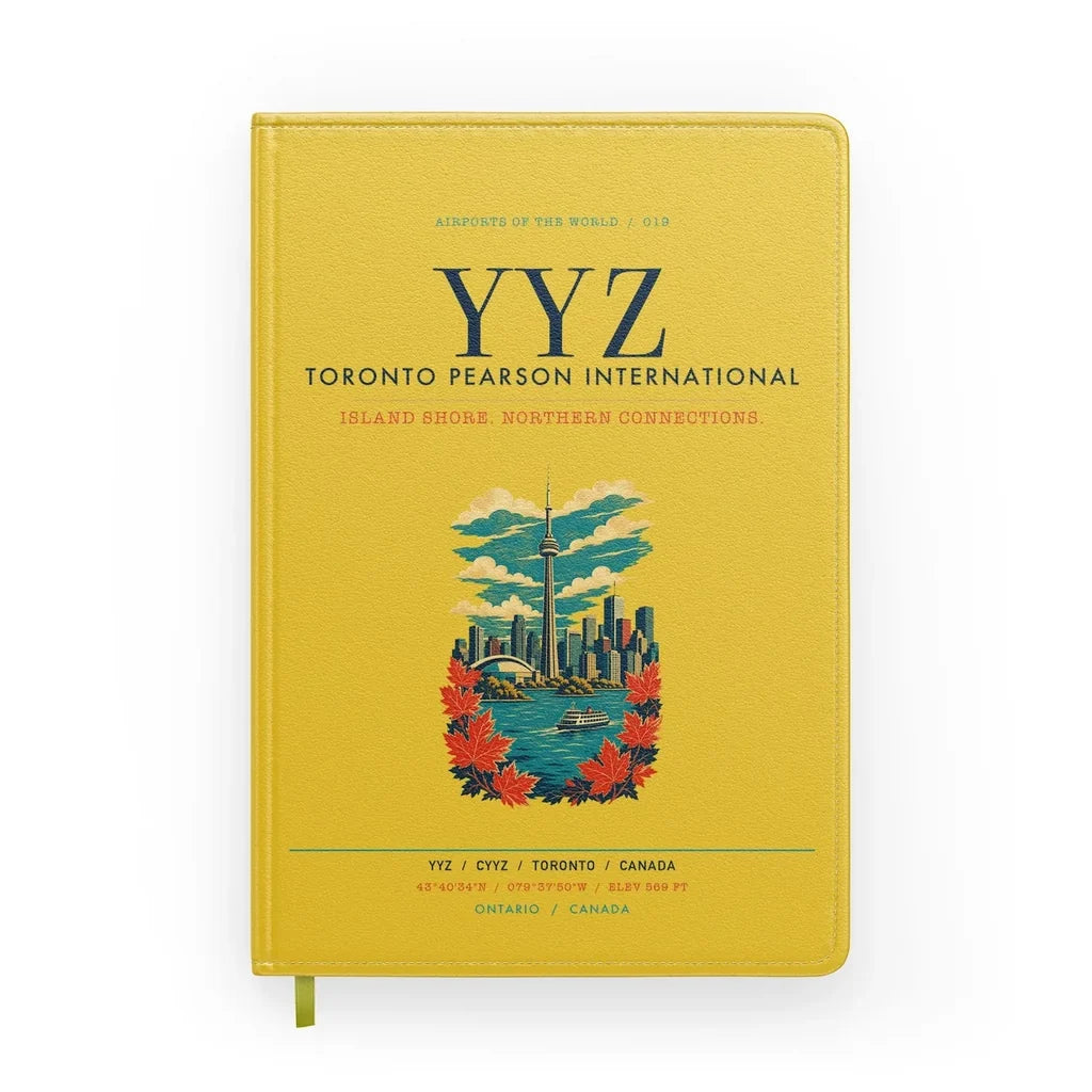 Toronto Pearson International Airport (YYZ) design on yellow notebook