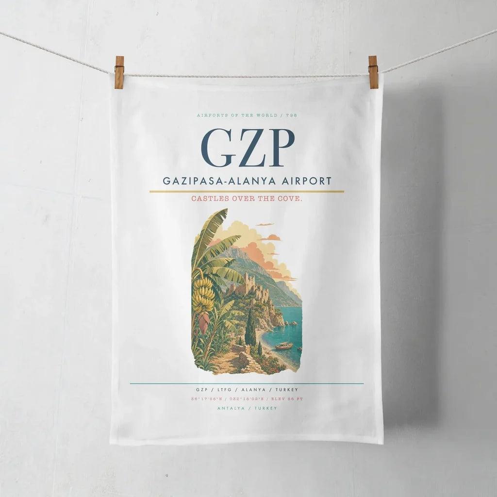 Gazipasa-Alanya Airport (GZP) design on white towel