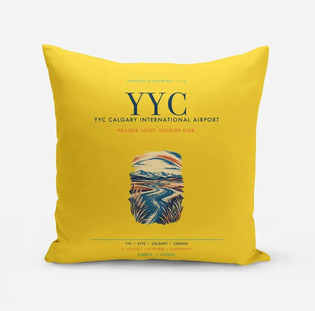 YYC Calgary International Airport (YYC) design on yellow pillow