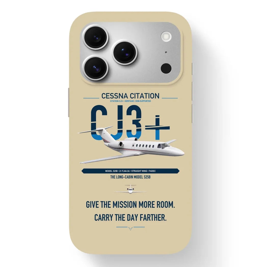 Cessna Citation CJ3+ design on beige magsafe iphone case, for iPhone 17 Pro