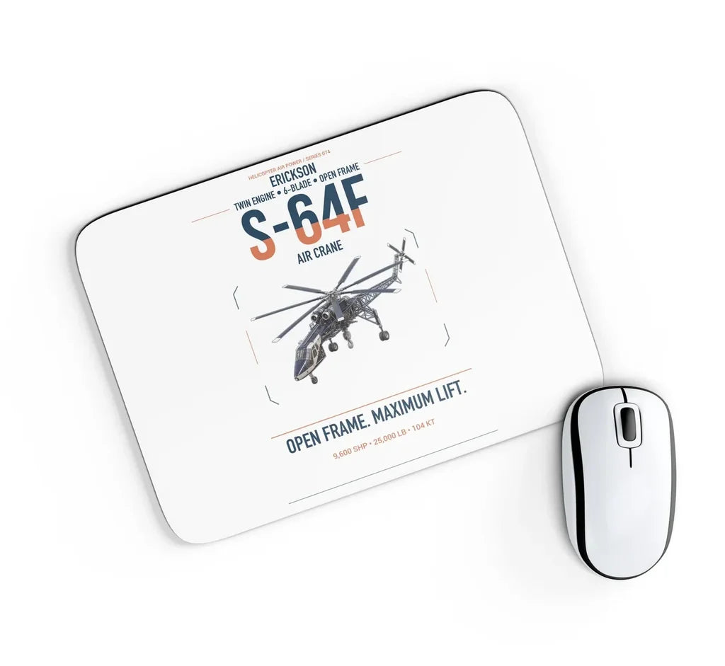 Erickson S-64F Air Crane design on white rectangle mouse pad