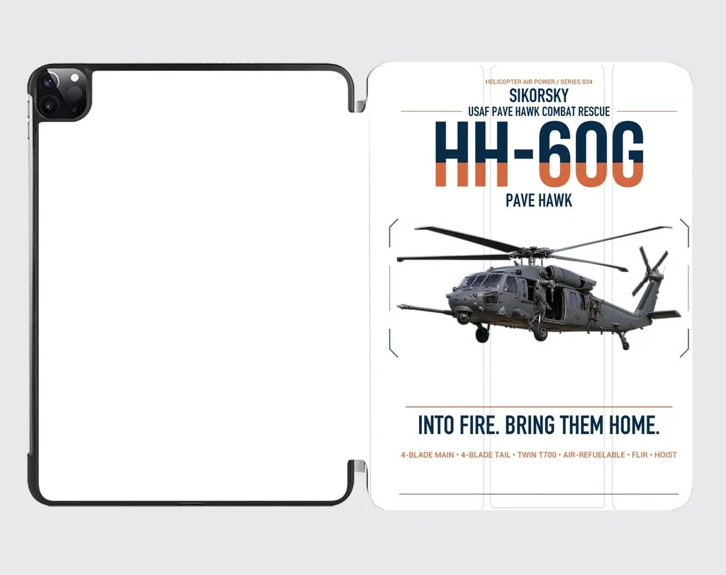 Sikorsky HH-60G Pave Hawk design on white ipad tablet case