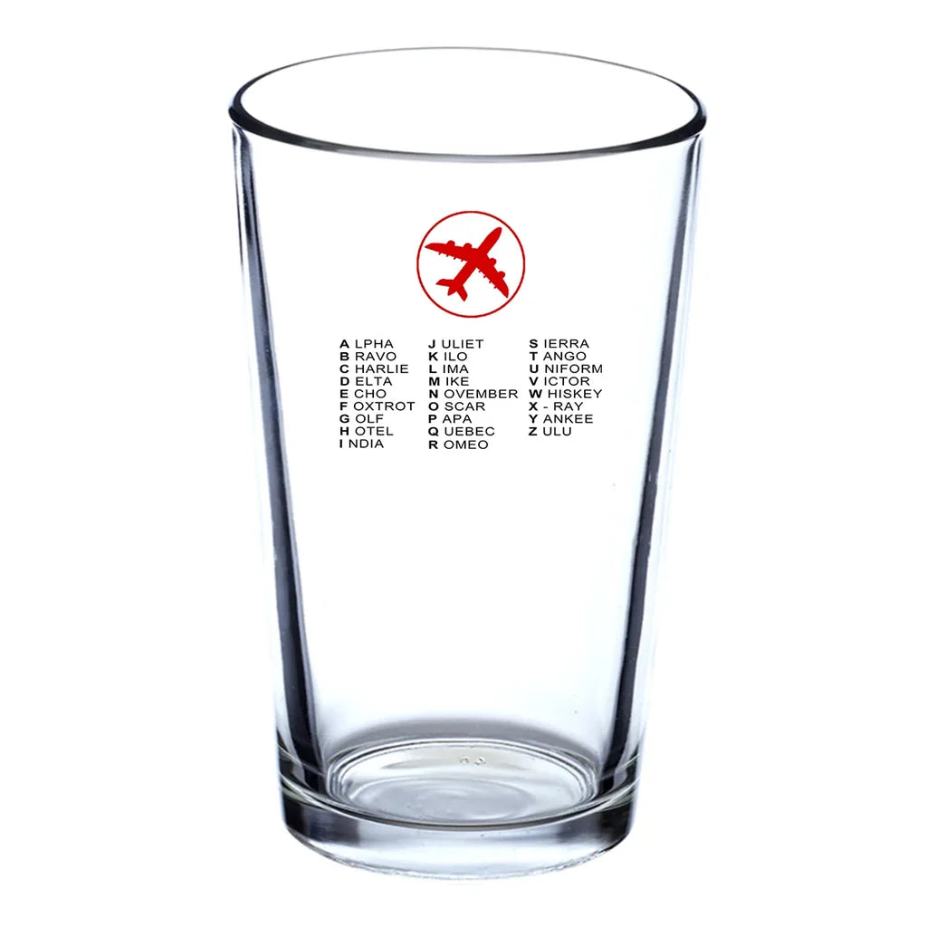Customisable Aviation Alphabet Drinking Glass - view 2